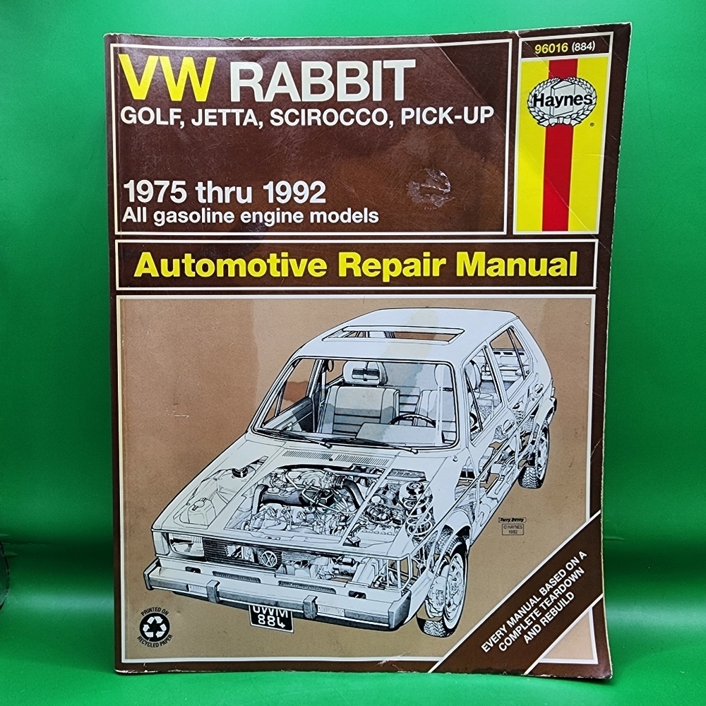 HAYNES VW Rabbit Golf Jetta Scirocco Pick-up Repair Manual ~ 1975 -1989 GASOLINE
